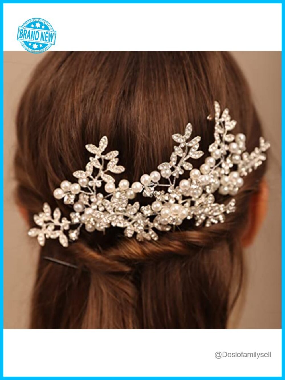 Silver Bridal Pearl Hair Pins Set Leaf Crystal Rhinestone Clip